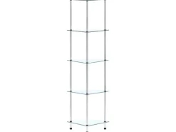 vidaXL Regal mit 5 Ablagen Transparent 30x30x130 cm Hartglas