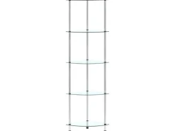 vidaXL Regal mit 5 Ablagen Transparent 30x30x130 cm Hartglas