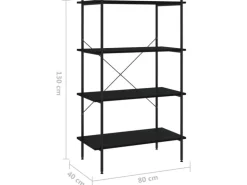 vidaXL Regal mit 4 Böden Schwarz 80x40x130 cm