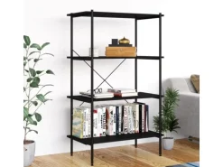 vidaXL Regal mit 4 Böden Schwarz 80x40x130 cm
