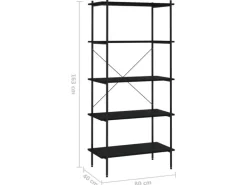 vidaXL Regal mit 5 Böden Schwarz 80x40x163 cm