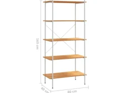 vidaXL Regal mit 5 Böden Weiß und Eiche-Optik 80x40x163 cm