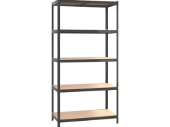 vidaXL Regale mit 5 Böden 2 Stk Anthrazit Stahl & Holzwerkstoff 152868
