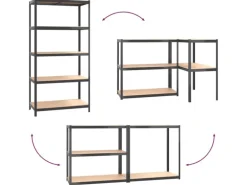 vidaXL Regale mit 5 Böden 2 Stk Anthrazit Stahl & Holzwerkstoff 152868