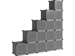 vidaXL Regalsystem mit 15 Würfeln und Türen Schwarz PP 340554