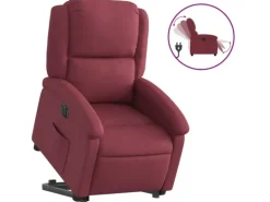 vidaXL Relaxsessel mit Aufstehhilfe Elektrisch Weißrot Stoff Modell 7