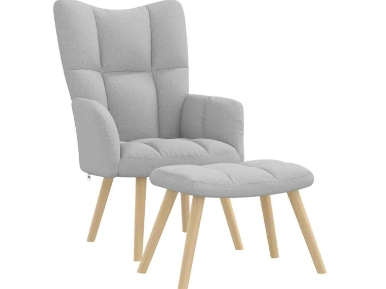 vidaXL Relaxsessel mit Fußhocker Wolkengrauer Stoff 4016777