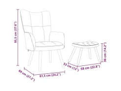 vidaXL Relaxsessel mit Fußhocker Wolkengrauer Stoff 4016777