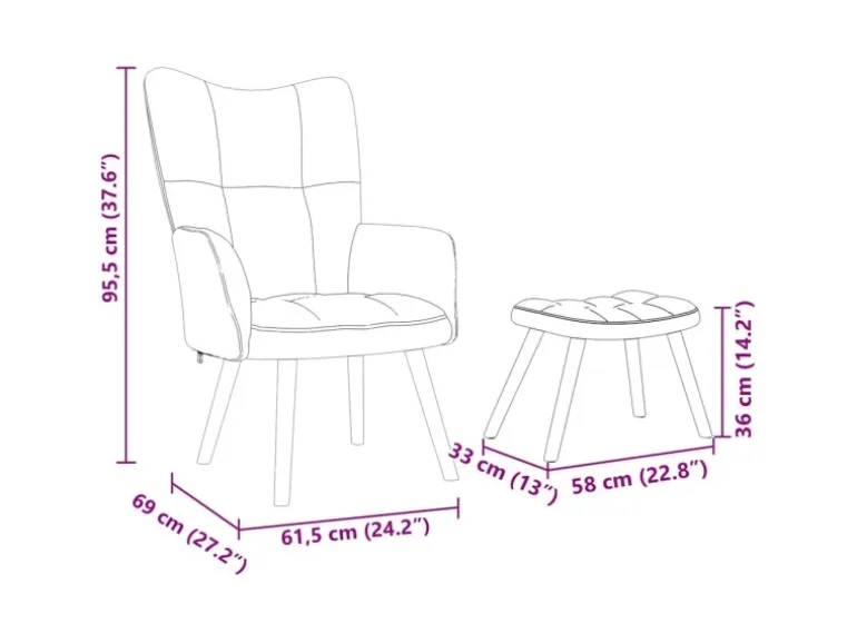 vidaXL Relaxsessel mit Fußhocker Wolkengrauer Stoff 4016777