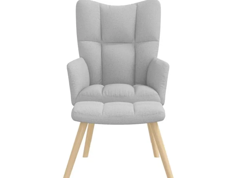 vidaXL Relaxsessel mit Fußhocker Wolkengrauer Stoff 4016777