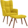 vidaXL Relaxsessel mit Hocker Senfgelb Samt Modell 6
