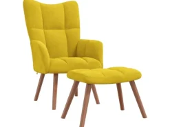 vidaXL Relaxsessel mit Hocker Senfgelb Samt Modell 6