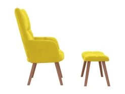 vidaXL Relaxsessel mit Hocker Senfgelb Samt Modell 6