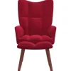 vidaXL Relaxsessel mit Hocker Weißrot Samt Modell 6