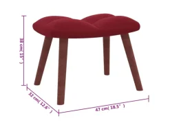 vidaXL Relaxsessel mit Hocker Weißrot Samt Modell 6