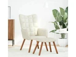 vidaXL Relaxsessel mit Hocker Creme Samt 4016830