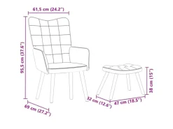 vidaXL Relaxsessel mit Hocker Creme Samt 4016830