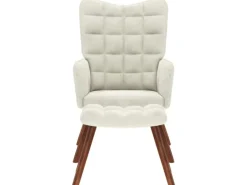 vidaXL Relaxsessel mit Hocker Creme Samt 4016830