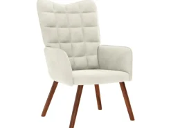 vidaXL Relaxsessel mit Hocker Creme Samt 4016830