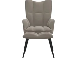 vidaXL Relaxsessel mit Hocker Hellgrau Samt Modell 5