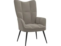 vidaXL Relaxsessel mit Hocker Hellgrau Samt Modell 5