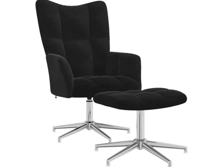vidaXL Relaxsessel mit Hocker Schwarz Samt 328134