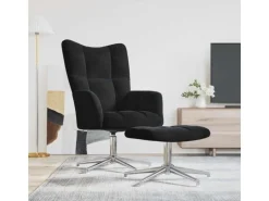 vidaXL Relaxsessel mit Hocker Schwarz Samt 328134