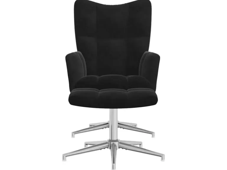 vidaXL Relaxsessel mit Hocker Schwarz Samt 328134
