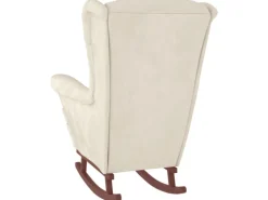 vidaXL Schaukelsessel und Hocker mit Holzbeinen Creme Samt