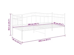 vidaXL Schlafsofa Bettgestell Weiß Metall 90x200 cm650988