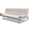 vidaXL Schlafsofa mit 2 Kissen Kunstleder Ausziehbar Cremeweiß