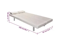 vidaXL Schlafsofa mit 2 Kissen Kunstleder Ausziehbar Cremeweiß