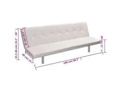 vidaXL Schlafsofa mit 2 Kissen Kunstleder Ausziehbar Cremeweiß