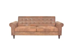 vidaXL Schlafsofa mit Armlehnen Kunstleder braun