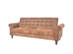 vidaXL Schlafsofa mit Armlehnen Kunstleder braun