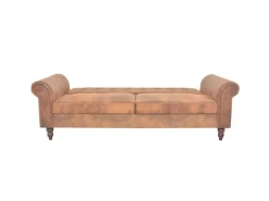 vidaXL Schlafsofa mit Armlehnen Kunstleder braun