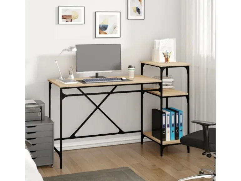 vidaXL Schreibtisch mit Regal Sonoma-Eiche 135x50x90 cm Holzwerkstoff 826710