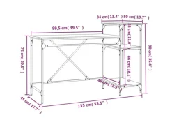 vidaXL Schreibtisch mit Regal Sonoma-Eiche 135x50x90 cm Holzwerkstoff 826710