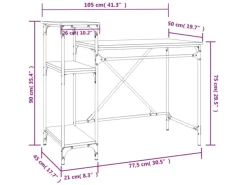 vidaXL Schreibtisch mit Regal Schwarz 105x50x90cm Holzwerkstoff Eisen 826714