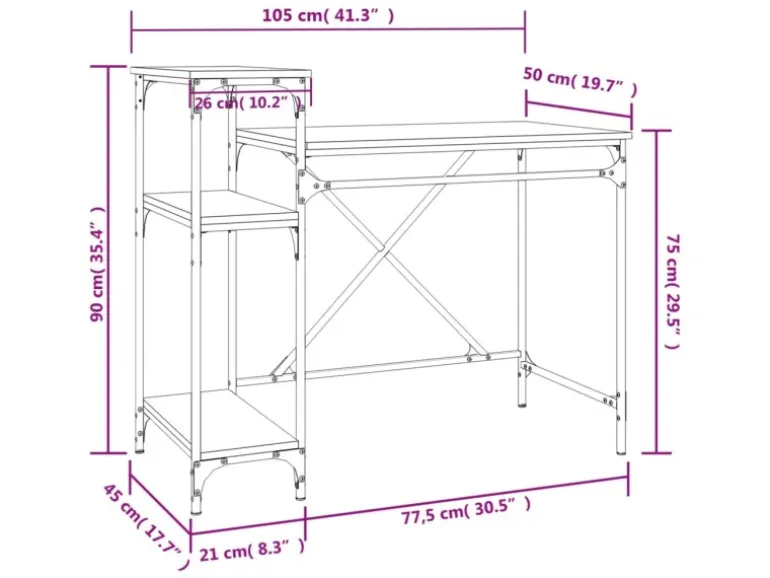 vidaXL Schreibtisch mit Regal Schwarz 105x50x90cm Holzwerkstoff Eisen 826714
