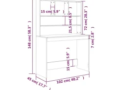 vidaXL Schreibtisch mit Regal Schwarz 102x45x148 cm Holzwerkstoff 823001