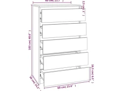 vidaXL Schubladenschrank Weiß 60x36x103 cm Holzwerkstoff