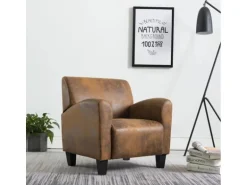 vidaXL Sessel Braun Kunstleder Wildleder-Optik