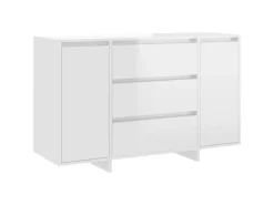 vidaXL Sideboard 3 Schubladen Hochglanz-Weiß 120x41x75cm Holzwerkstoff 809617