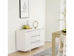 vidaXL Sideboard 3 Schubladen Hochglanz-Weiß 120x41x75cm Holzwerkstoff 809617