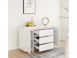 vidaXL Sideboard 3 Schubladen Hochglanz-Weiß 120x41x75cm Holzwerkstoff 809617