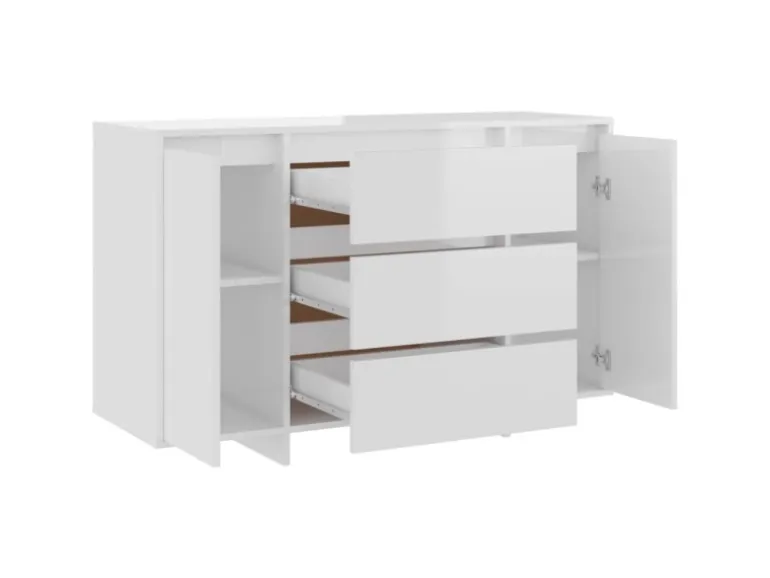 vidaXL Sideboard 3 Schubladen Hochglanz-Weiß 120x41x75cm Holzwerkstoff 809617