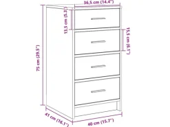 vidaXL Sideboard Artisan-Eiche 40 x 41 x 75 cm Holzwerkstoff 865063