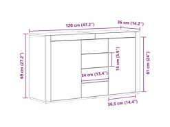 vidaXL Sideboard Betongrau 120 x 36 x 69 cm Holzwerkstoff 3333859