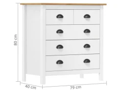 vidaXL Sideboard Hill Weiß 79x40x80 cm Massivholz Kiefer 288918